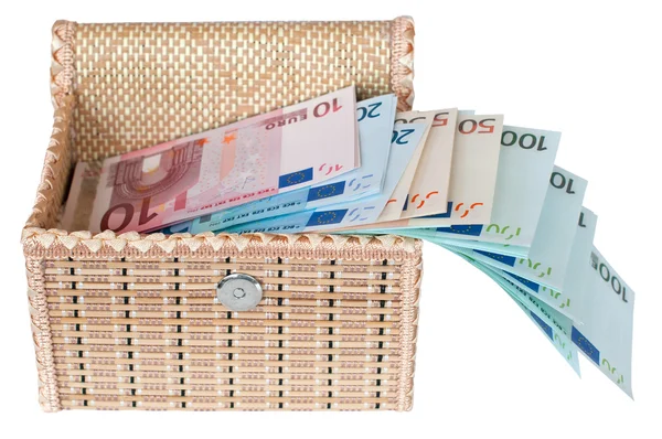 Euro-Geld in einer Schachtel . — Stockfoto