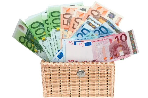 Pieniądz euro w pudełku . — Zdjęcie stockowe