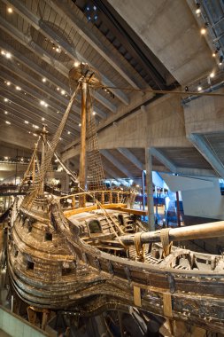 Famous ancient Vasa vessel in Vasa Museum Stockholm, Sweden clipart