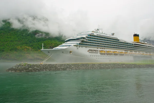 stock image Large cruise ship in the western area of Norway.