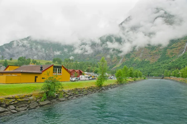 Flam, landskap från flamsbana tåg sognefjord aurland — Stockfoto