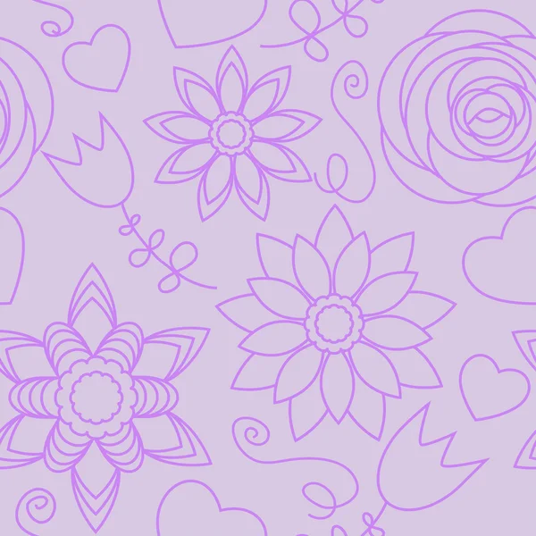 Fiolette blomster, sømløst mønster – stockvektor