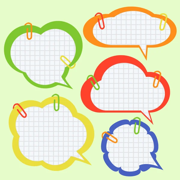 Set of paper speech bubbles with pins — Stock Vector