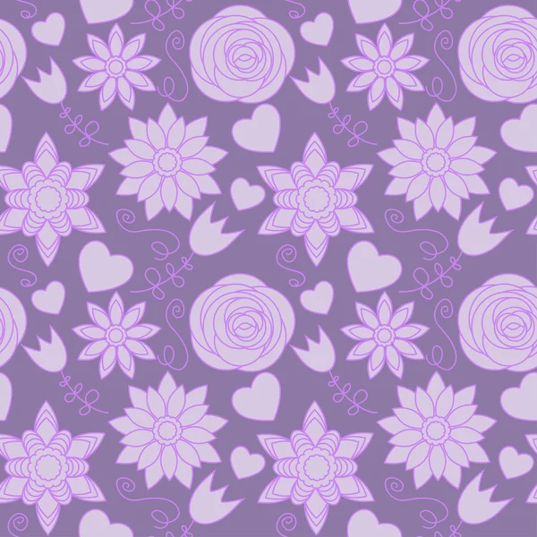 Fiolette blomster, sømløst mønster – stockvektor