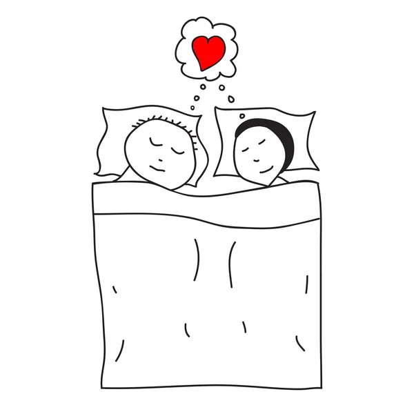 Sovande par i sängen — Stock vektor
