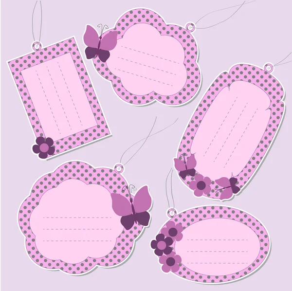 Set of cute purple tags — Stock Vector