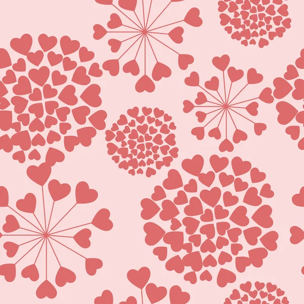 Seamless floral pattern with hearts — Stock Vector