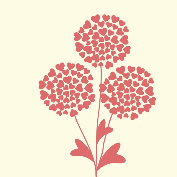 Niedliche einzigartige Blumenkarte mit Herzen — Stockvektor