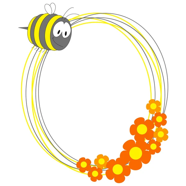 Фоторамка с пчелой и цветами Векторная Графика