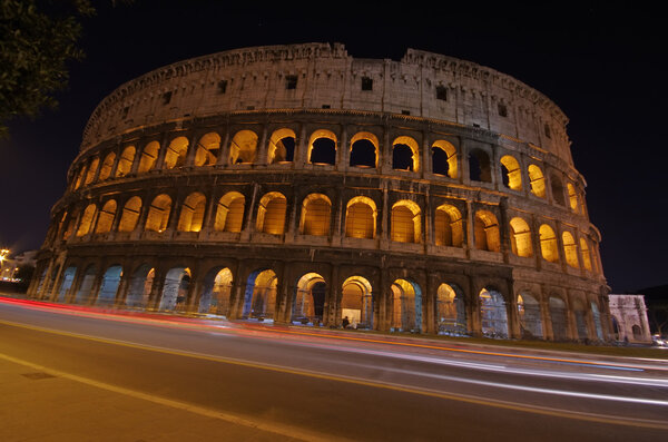 Night view of historic center in Rome