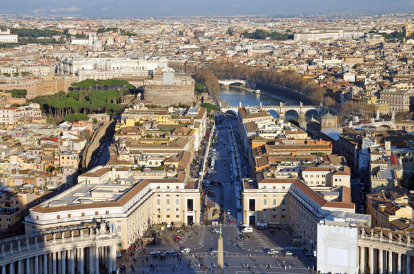 Saint Peter Basilica Dome's view, Road of the Conciliatio in Rome