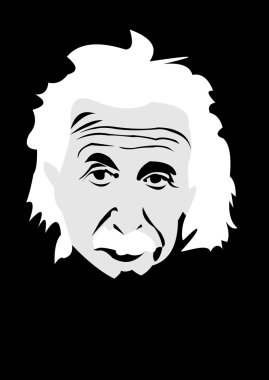 Black and White portrait of Albert Einstein clipart