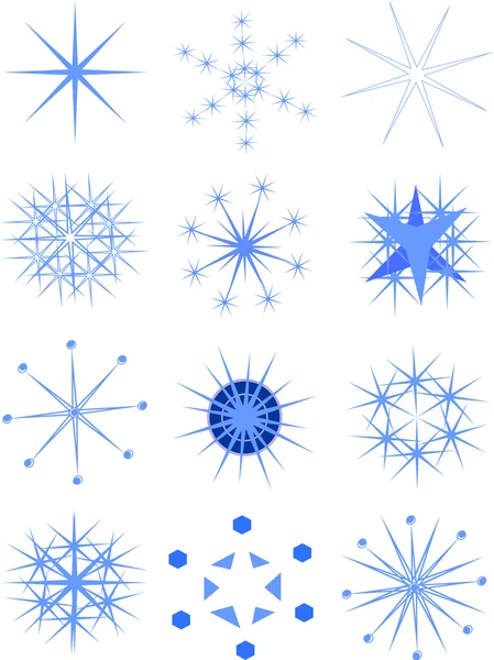 Ensemble de flocons de neige attrayants — Image vectorielle