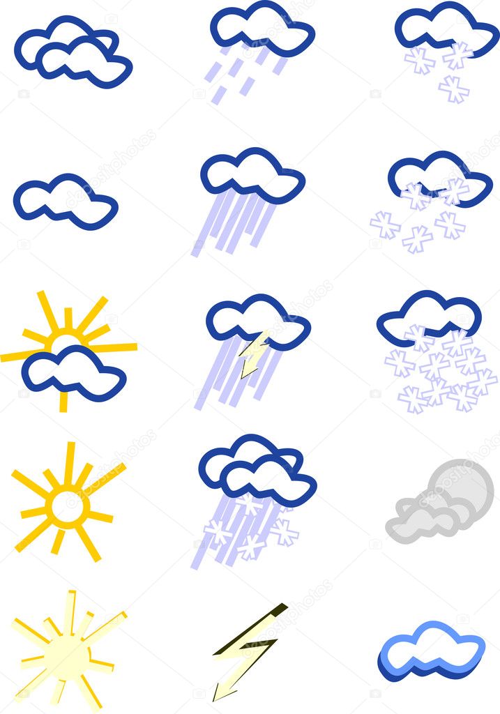 Set of weather forecast icons