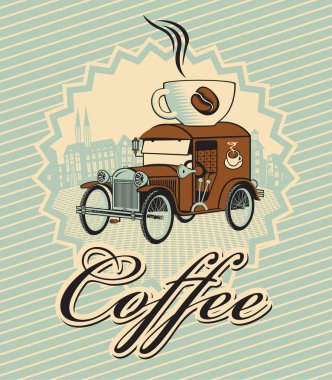 Car and cup of coffee clipart