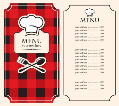 Menu on black red background clipart