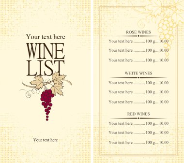 Wine list clipart