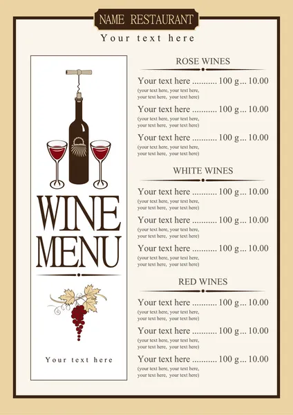 Wine menu — Stock Vector