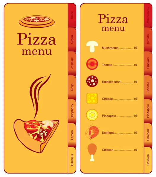 Menu for pizza — Stock Vector