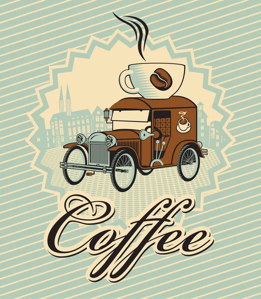 Auto en kopje koffie — Stockvector
