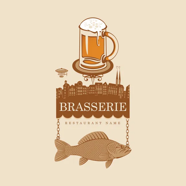 Bière et poisson — Image vectorielle