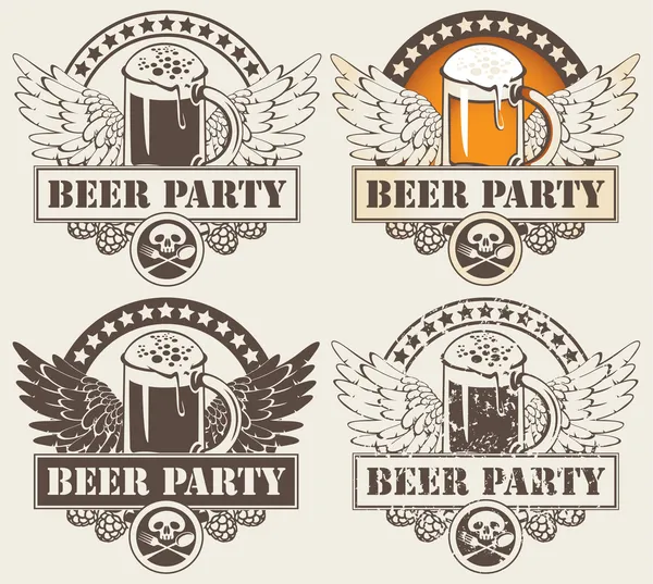 Verre de bière et ailes — Image vectorielle