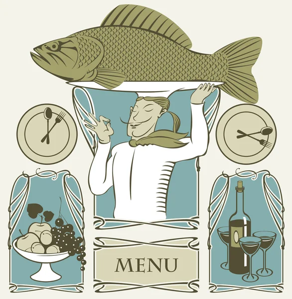 Fisch kochen — Stockvektor