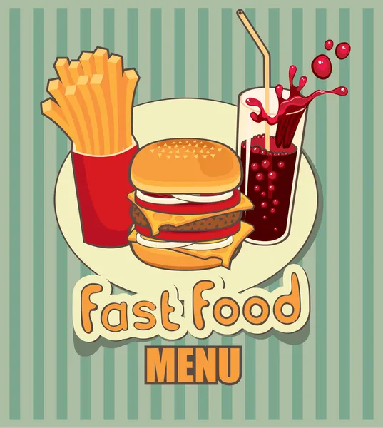 Fast food con cola — Vettoriale Stock