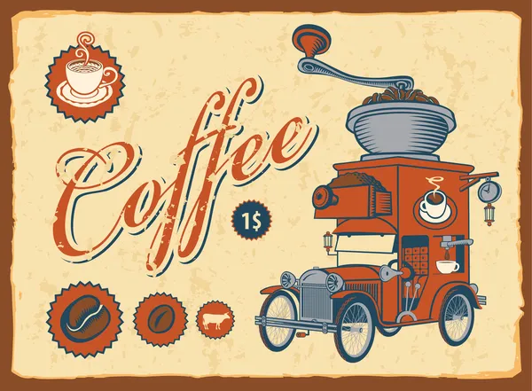 Bil med kaffekvarn — Stock vektor