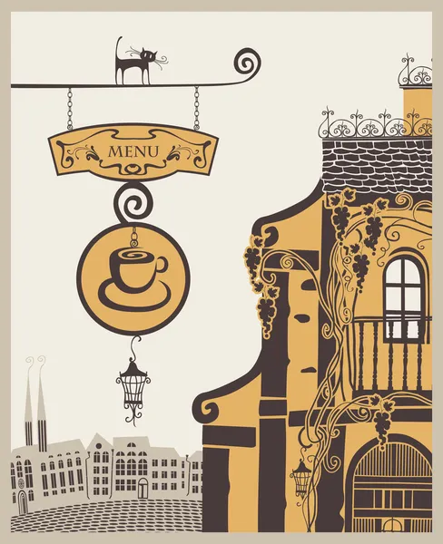 Café en ville — Image vectorielle