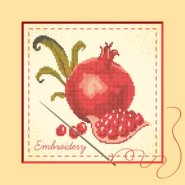 Embroidered with pomegranates — Stock Vector