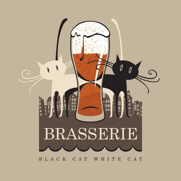 Siyah beyaz kedi — Stok Vektör