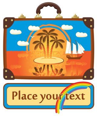 Travel suitcase with sea clipart