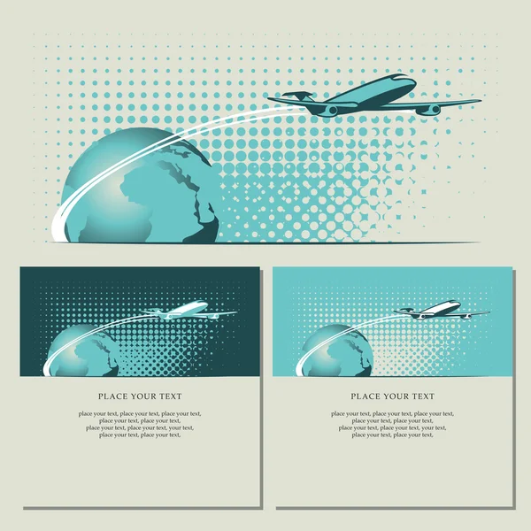 stock vector Plane and planet