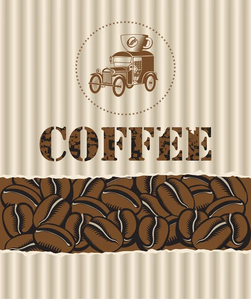Koffie met een retro-auto — Stockvector