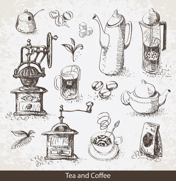 Tè e caffè — Vettoriale Stock