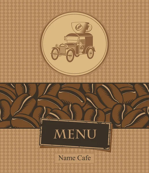 Café en grains et voiture rétro — Image vectorielle