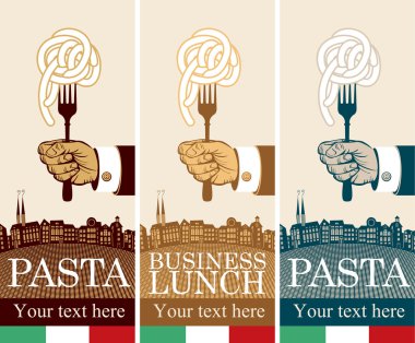 Pasta on fork clipart