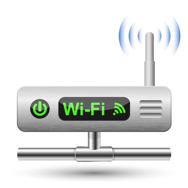 Wireless Router Icon with a LAN connection. Vector Illustration clipart