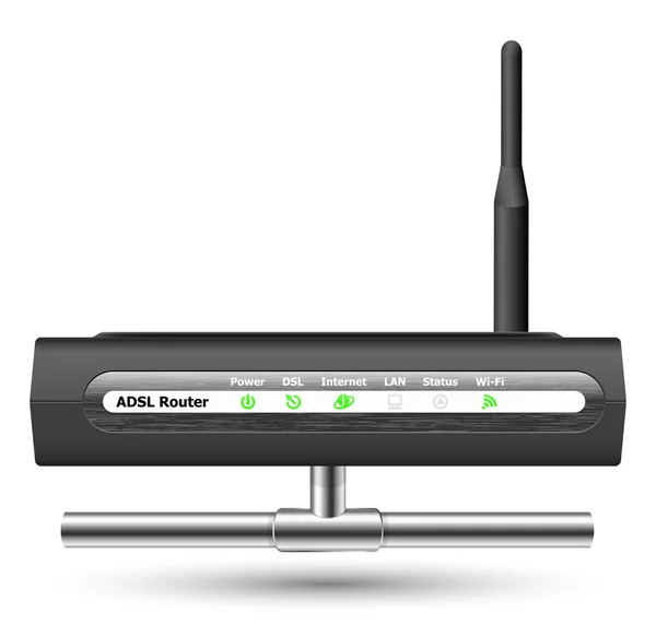 Ağ bağlantısı ile kablosuz adsl router simgesi. vektör illust — Stok Vektör