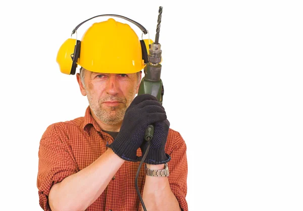 Worker with a drill — Stock Photo, Image