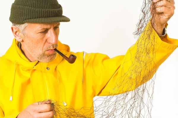 Рибалка зі своєю сіткою — стокове фото