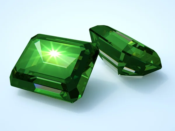 Duas pedras preciosas esmeralda — Fotografia de Stock