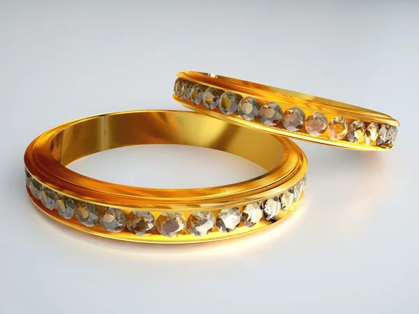 Two gold diamond rings — Stock Photo, Image