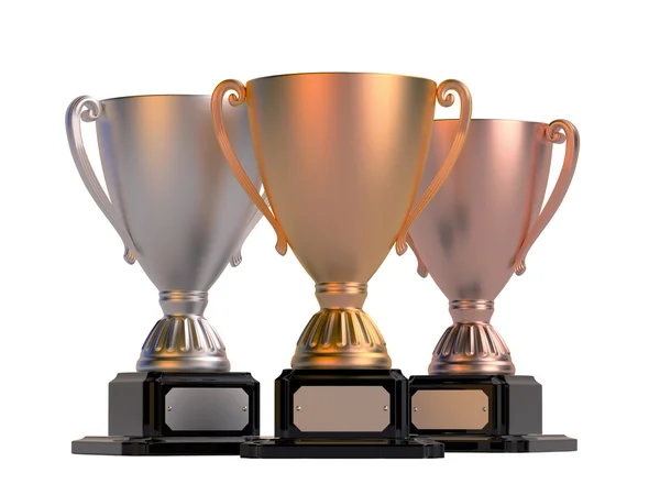 Gold, silver and bronze cups — Stock Photo, Image