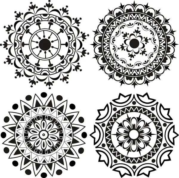 A set of mandalas and lace decorations — Stock Vector