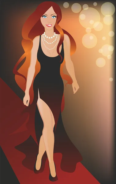 Красива дівчина в вечірній сукні — стоковий вектор