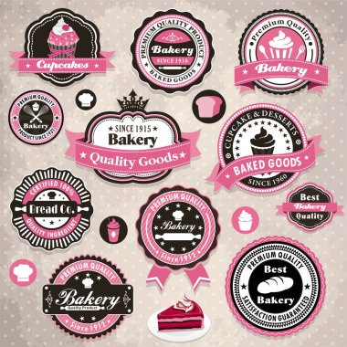 Vintage frame with bakery cake label template