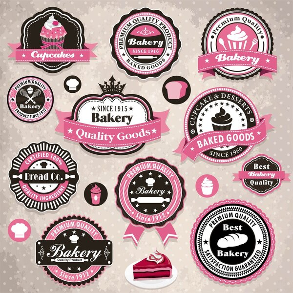 Винтажная рамка с шаблоном этикетки торта пекарни
