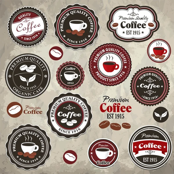 Moldura vintage com conjunto de modelo de etiqueta de café — Vetor de Stock